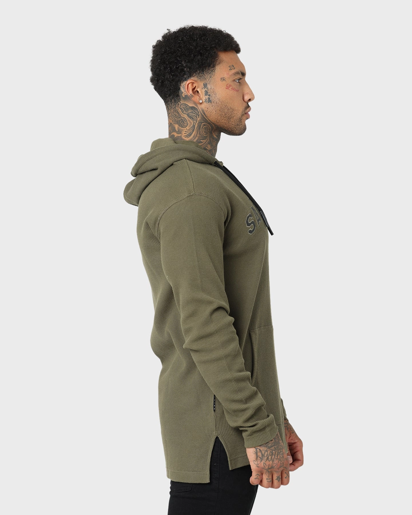 Urban Protection Saint Morta Kingdom Waffle Hoodie Army Green