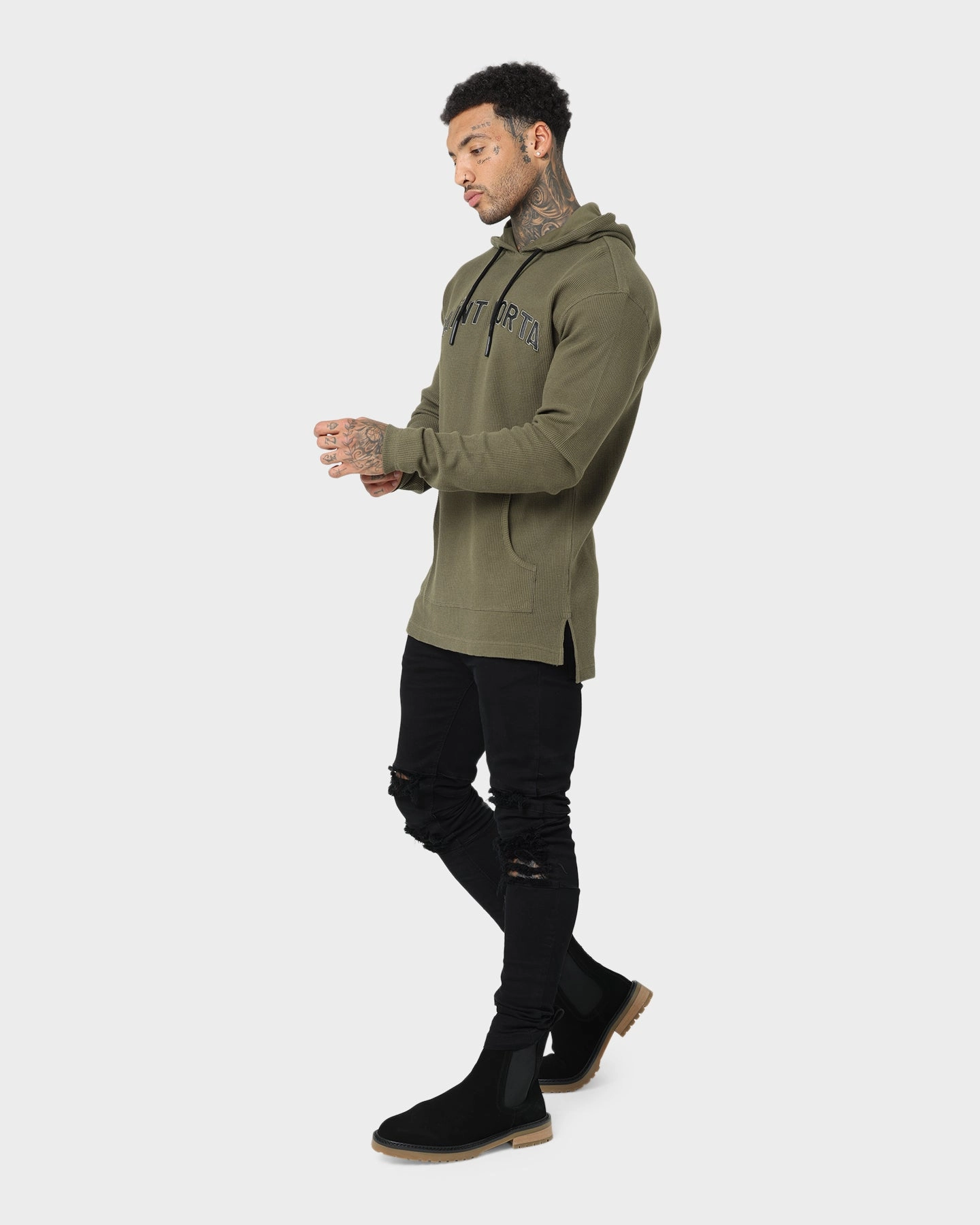 Saint Morta Kingdom Waffle Hoodie Army Green Active Jacket suitable for fashion contests