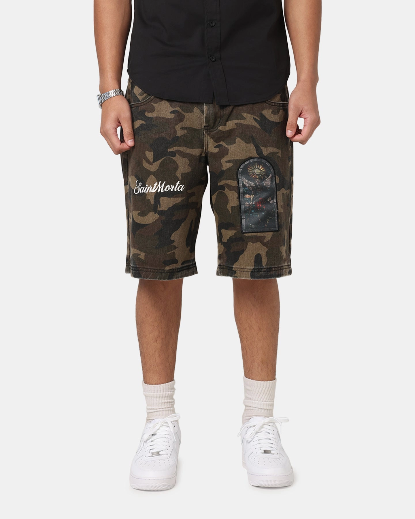 Street Layers Saint Morta Kingdomcome Baggy Shorts Woodland Camo