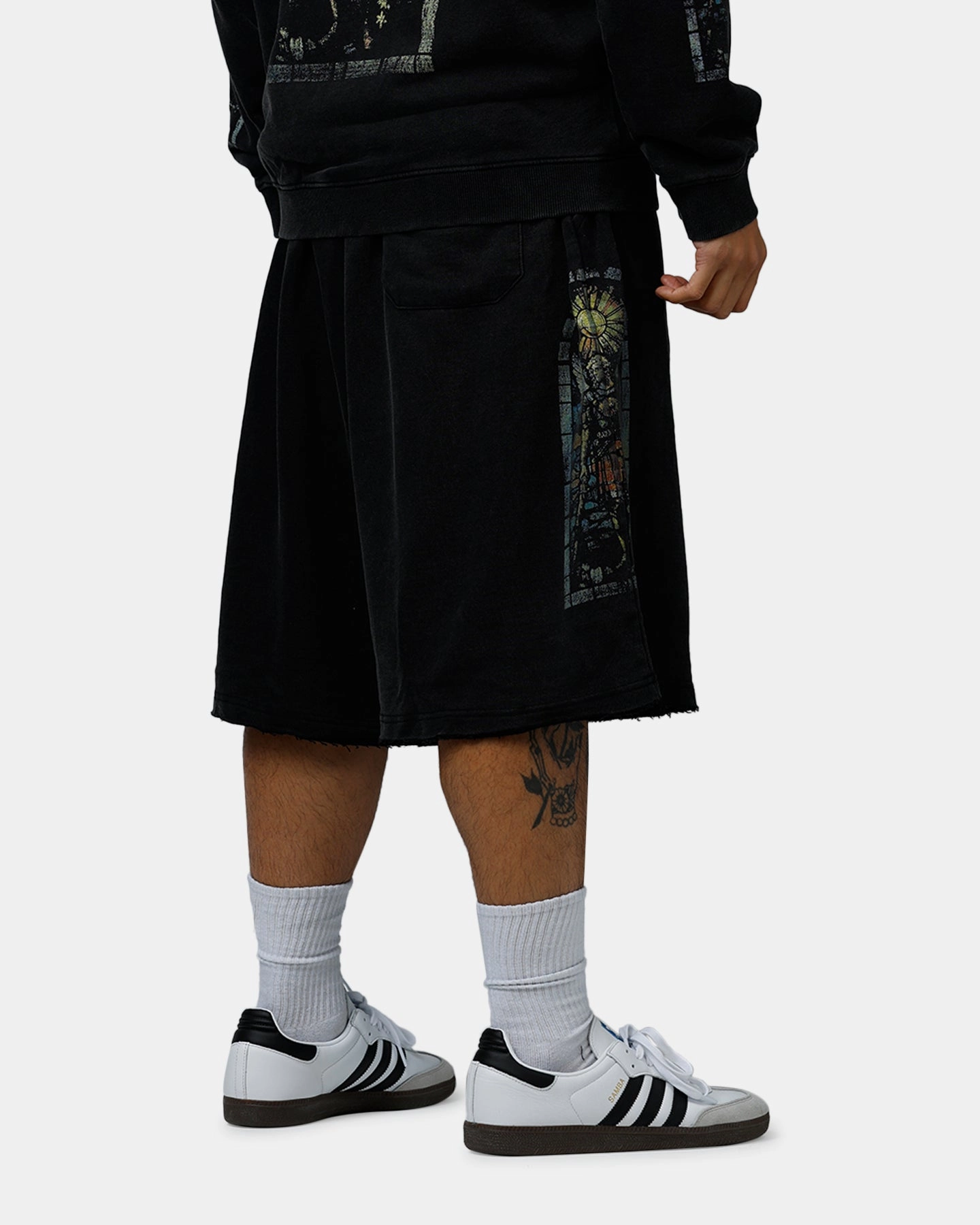 Saint Morta Kingdomcome Baggy Sweat Shorts Vintage Black adventure apparel