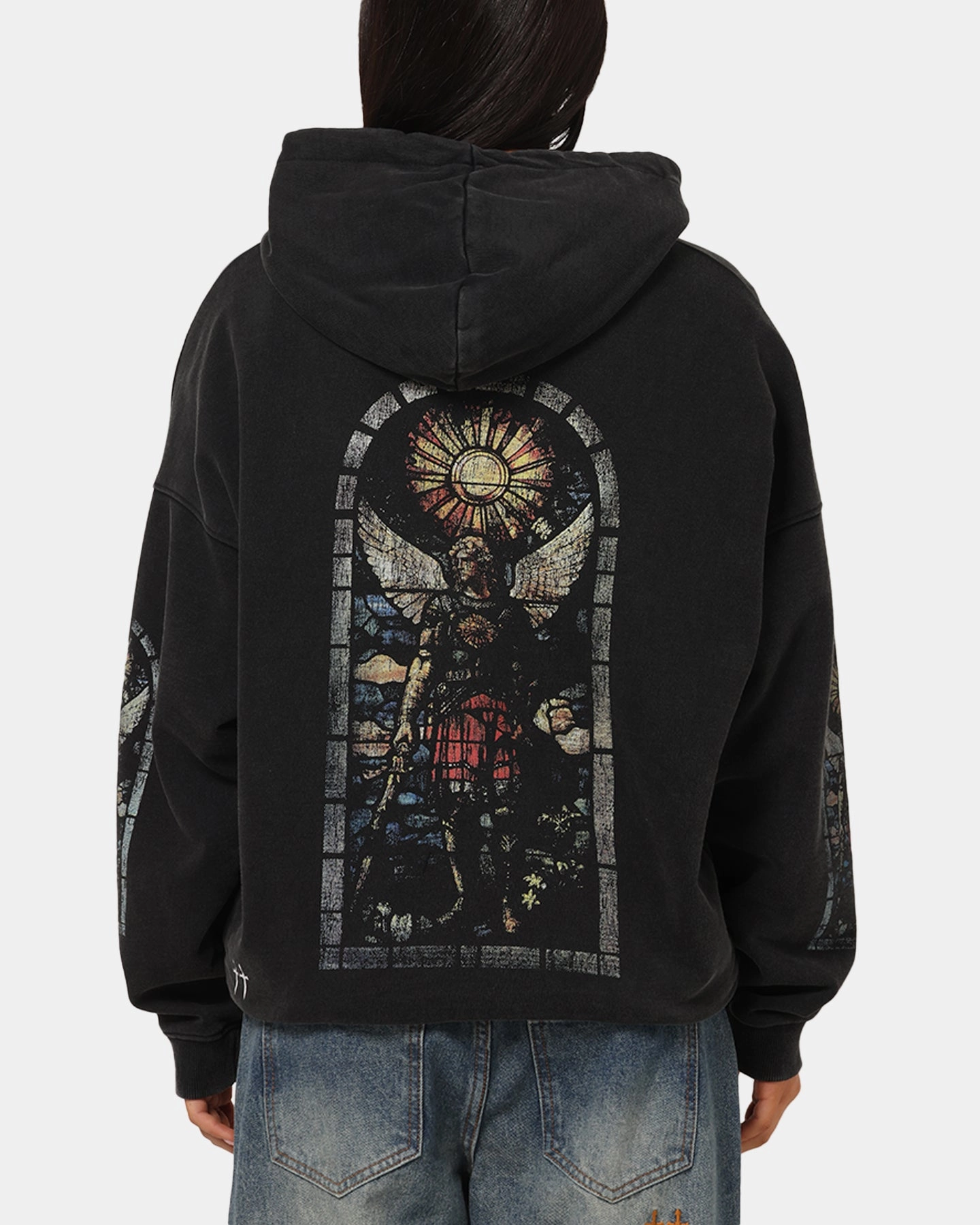 Saint Morta Kingdomcome Boxy Zip Hoodie Black Sanction elastic waistband