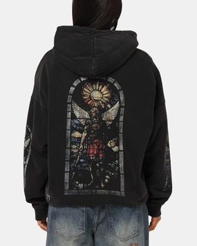 Saint Morta Kingdomcome Boxy Zip Hoodie Black Sanction elastic waistband