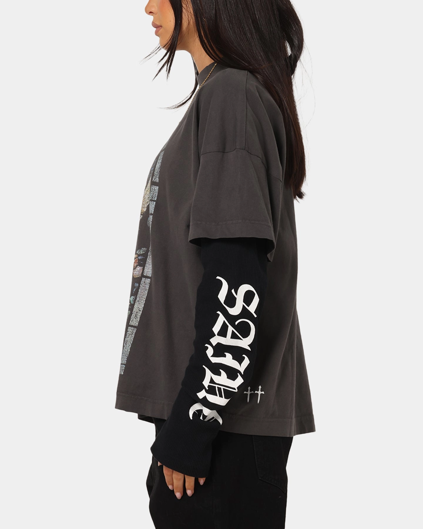 Stylish Fit Saint Morta Kingdomcome Long Sleeve T-Shirt Washed Charcoal