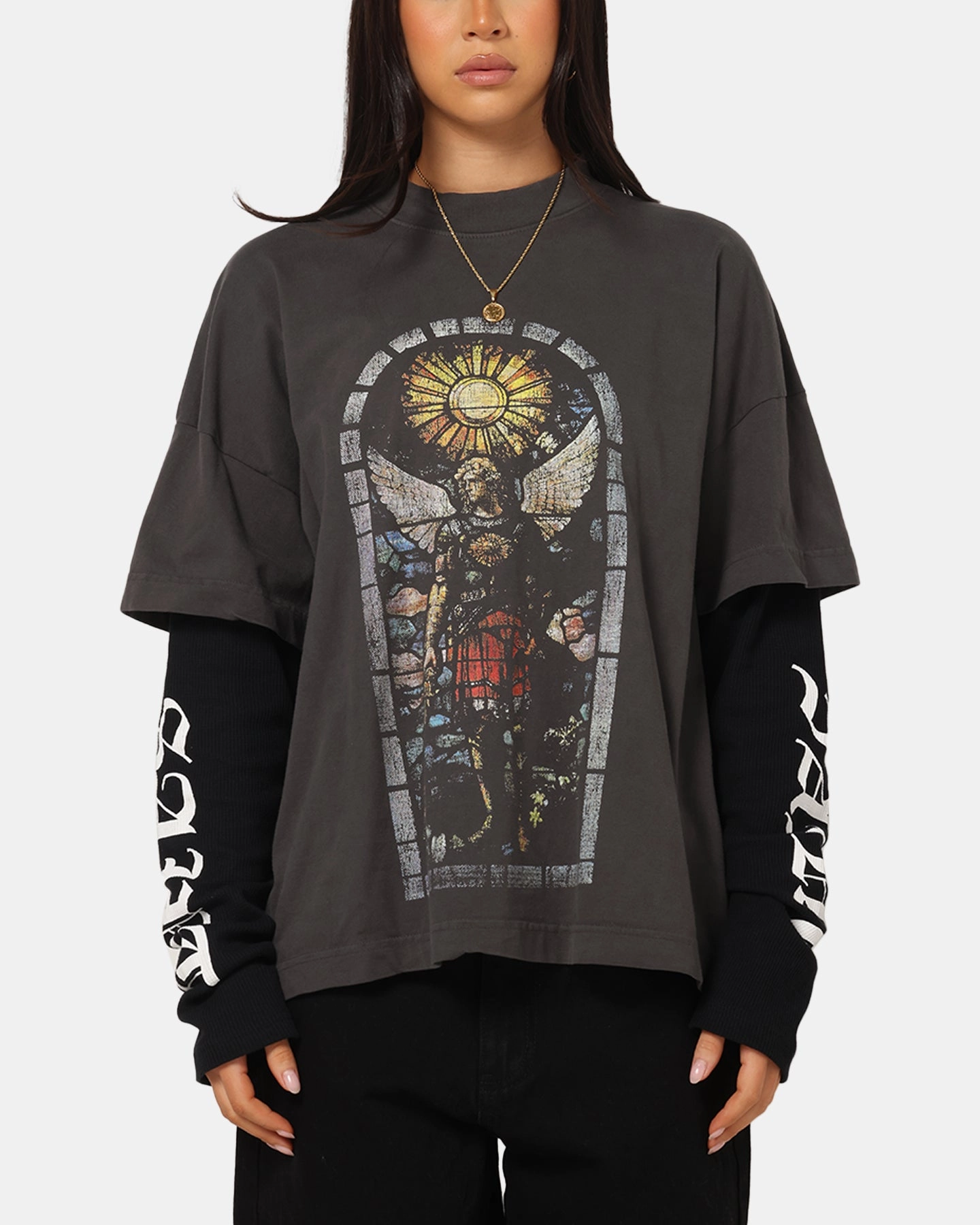 Saint Morta Kingdomcome Long Sleeve T-Shirt Washed Charcoal Perfect Comfort Fashion Comfort