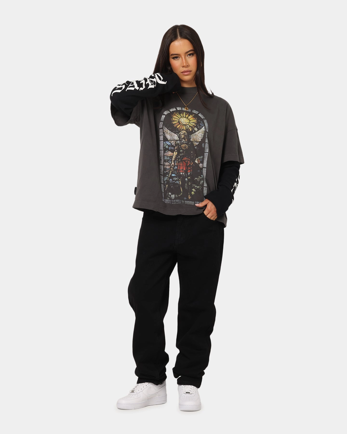 Saint Morta Kingdomcome Long Sleeve T-Shirt Washed Charcoal Edgy
