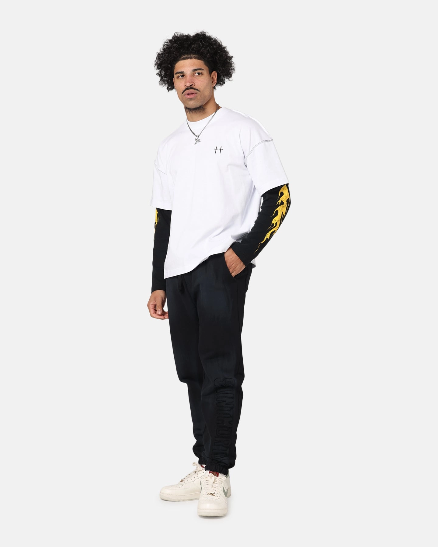 Saint Morta La Flame Long Sleeve T-Shirt White/Black Comfort Style