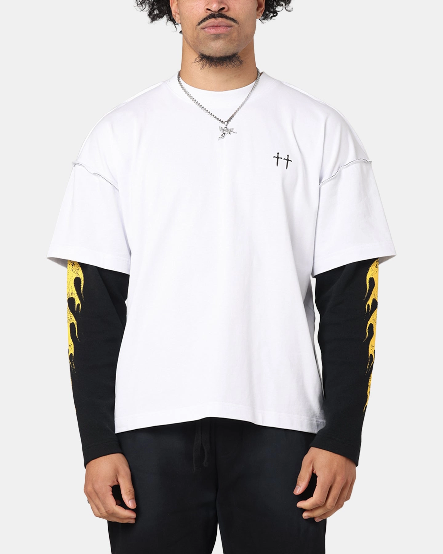 Fit For All Day shopping Saint Morta La Flame Long Sleeve T-Shirt White/Black