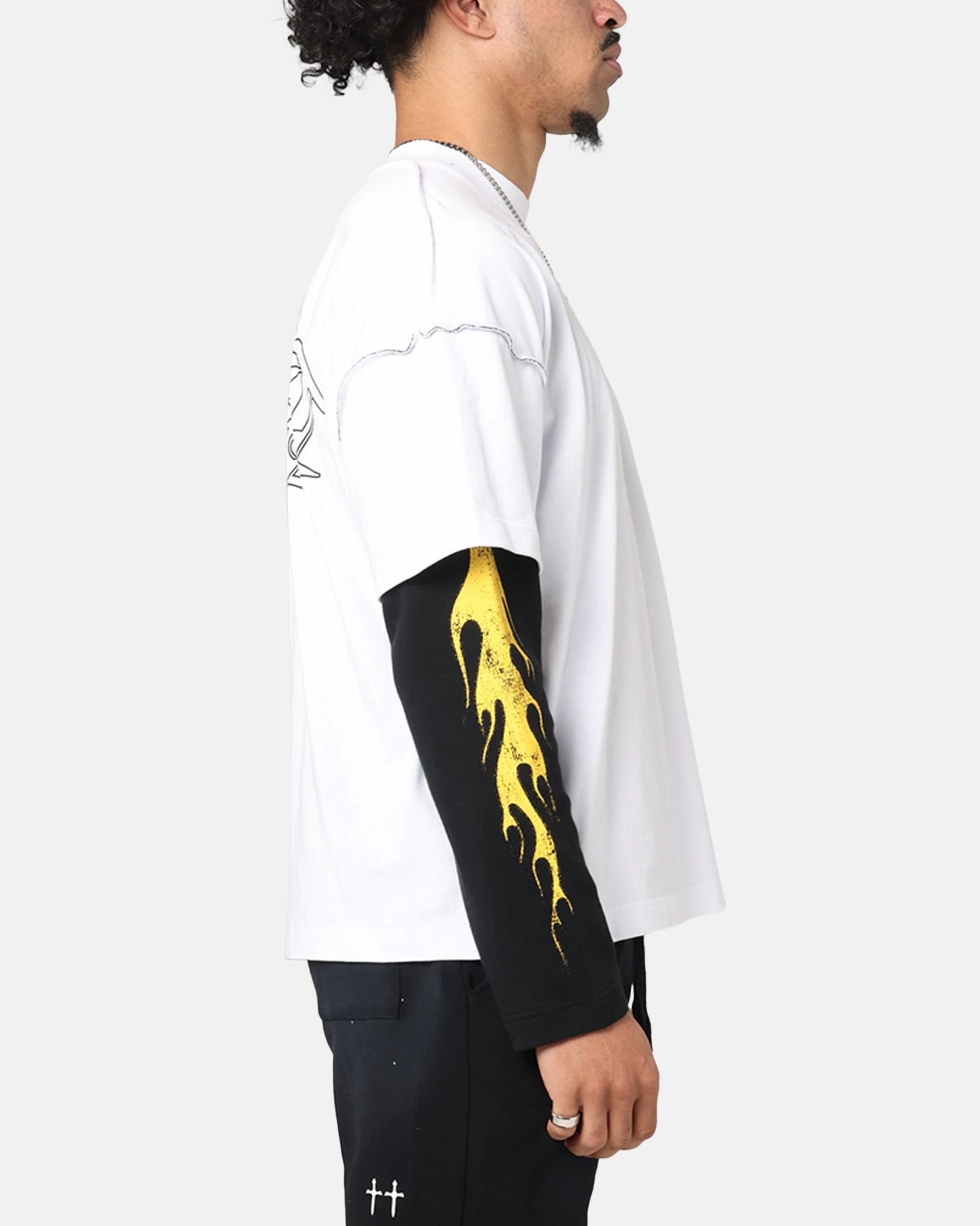 Saint Morta La Flame Long Sleeve T-Shirt White/Black Trendy Comfort Fit Plus Size