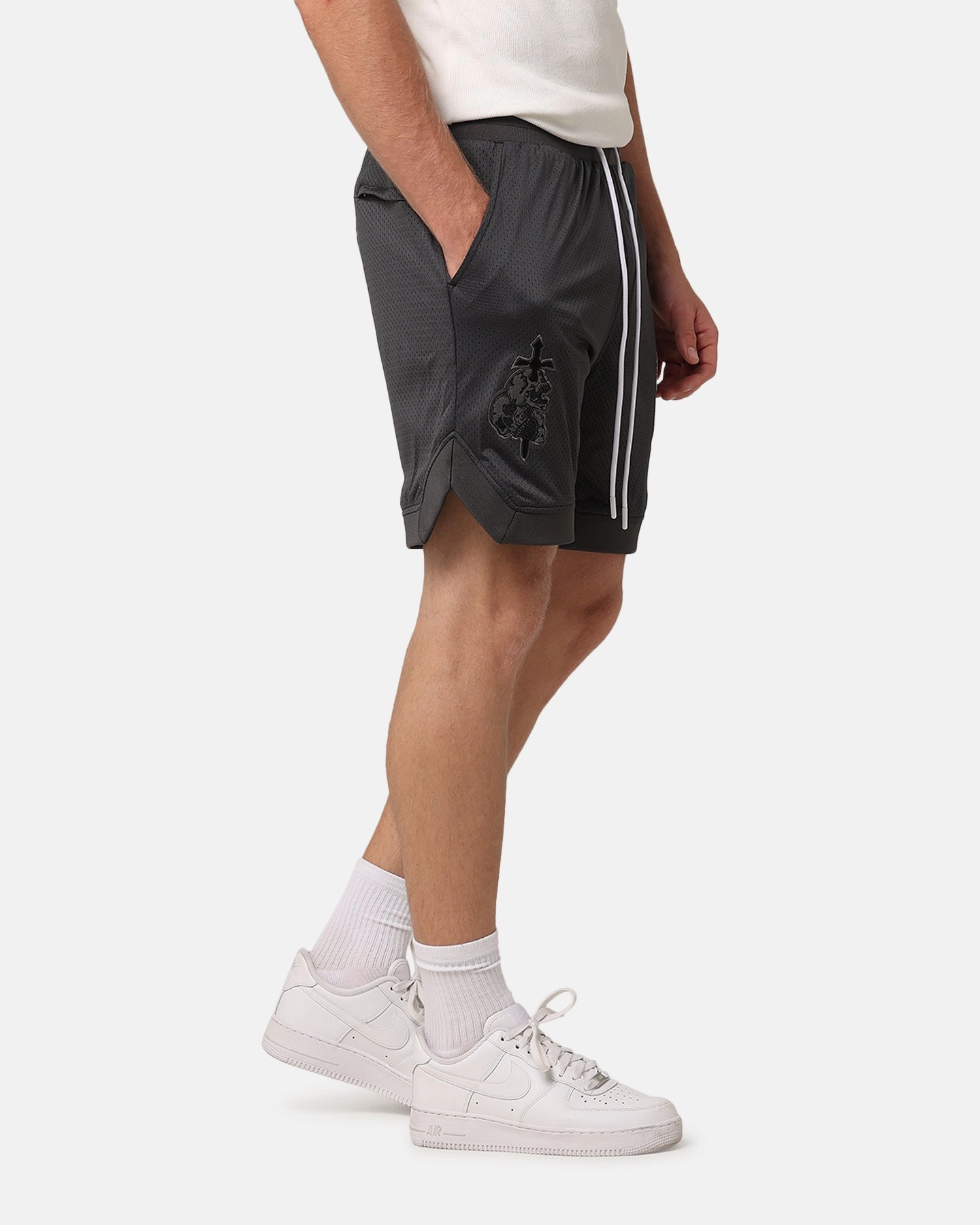 DoubleStitchedSeams Wear Resistant Fabric Saint Morta La Rambla Basketball Shorts Grey