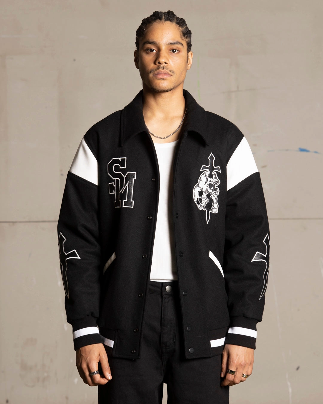 Saint Morta La Rambla Varsity Jacket Black/White All Season Authorize
