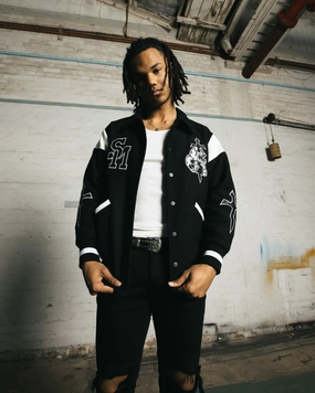 label packable Saint Morta La Rambla Varsity Jacket Black/White