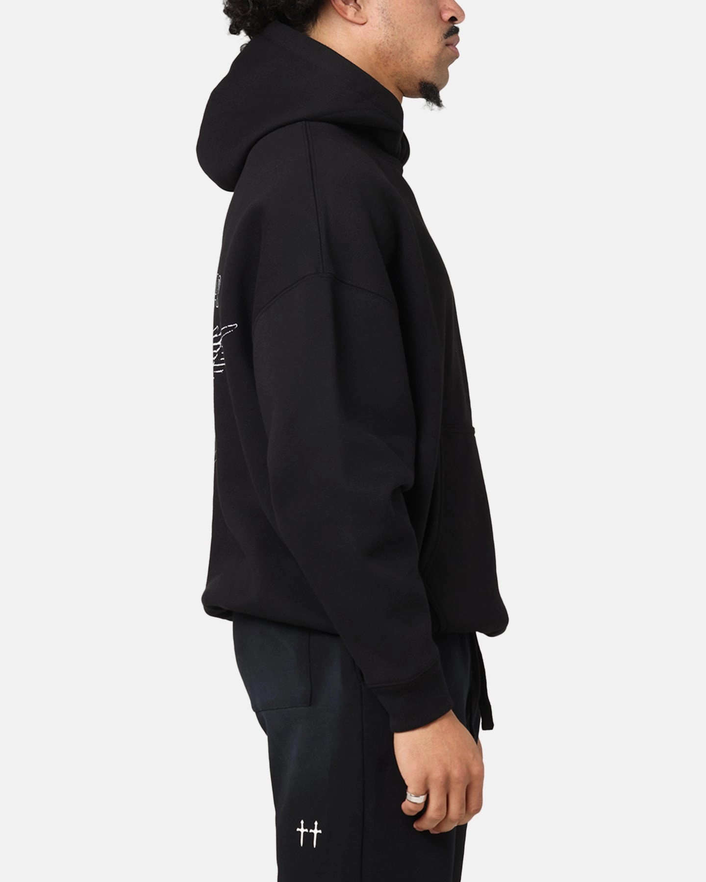 Layered Hem Design Saint Morta Liberty Boxy Hoodie Black