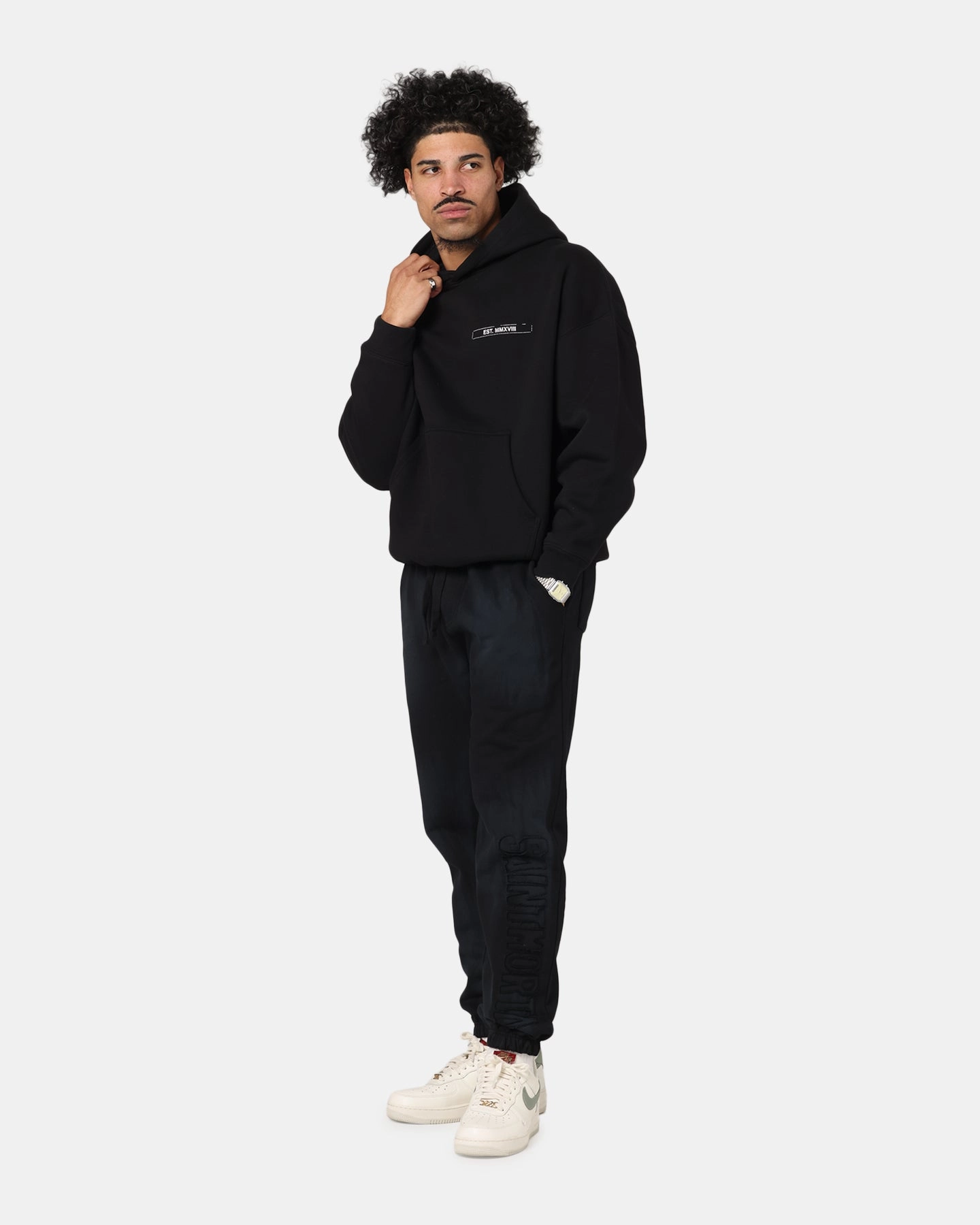 Saint Morta Liberty Boxy Hoodie Black cylindrical Laser Cut Edges