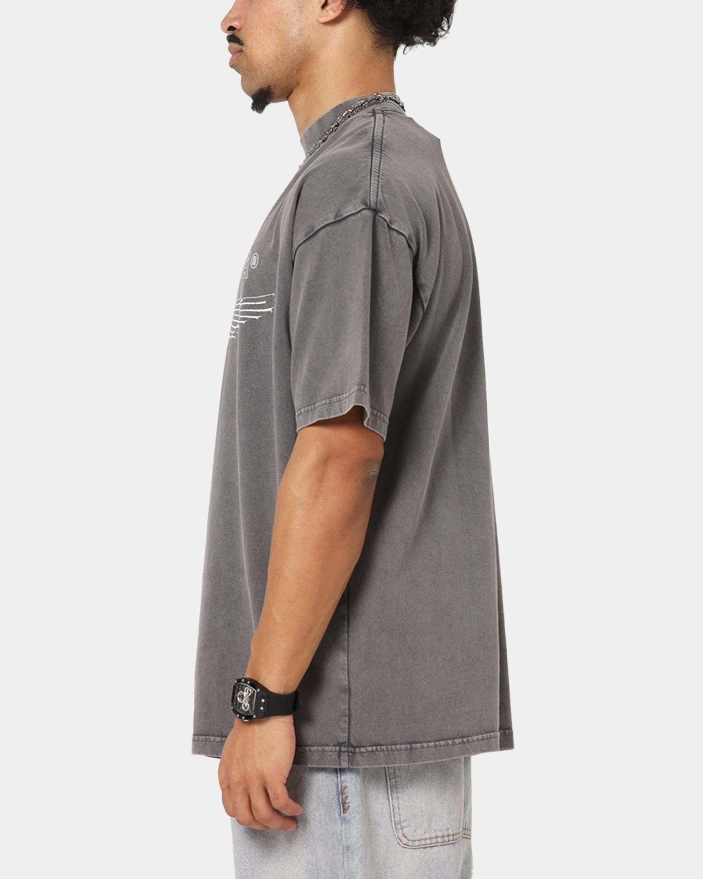 Saint Morta Liberty Mock Neck T-Shirt Washed Charcoal Premium Cotton Blend Wedding