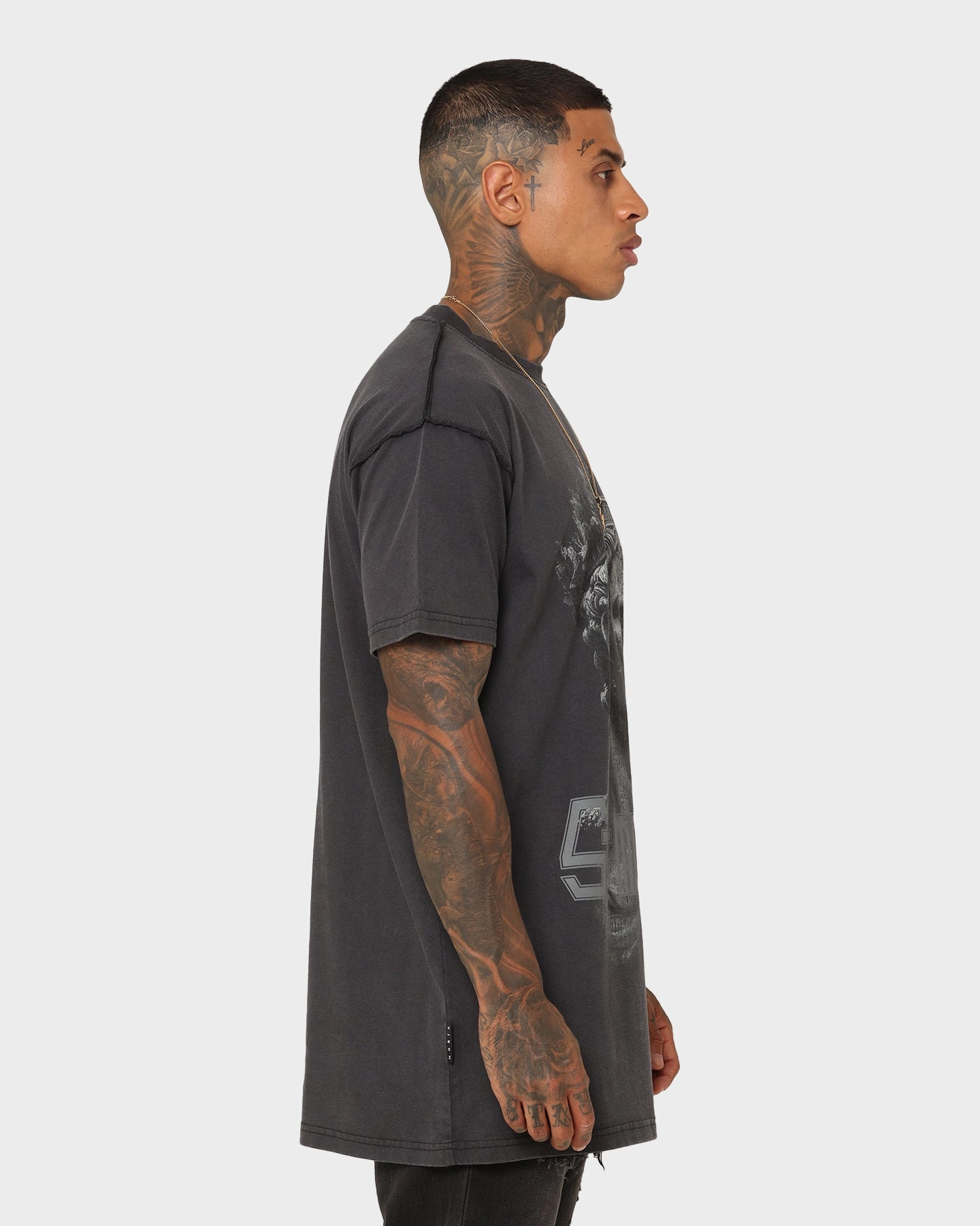 Saint Morta Logo T-Shirt Vintage Black oversized but not shapeless Comfy Comfort
