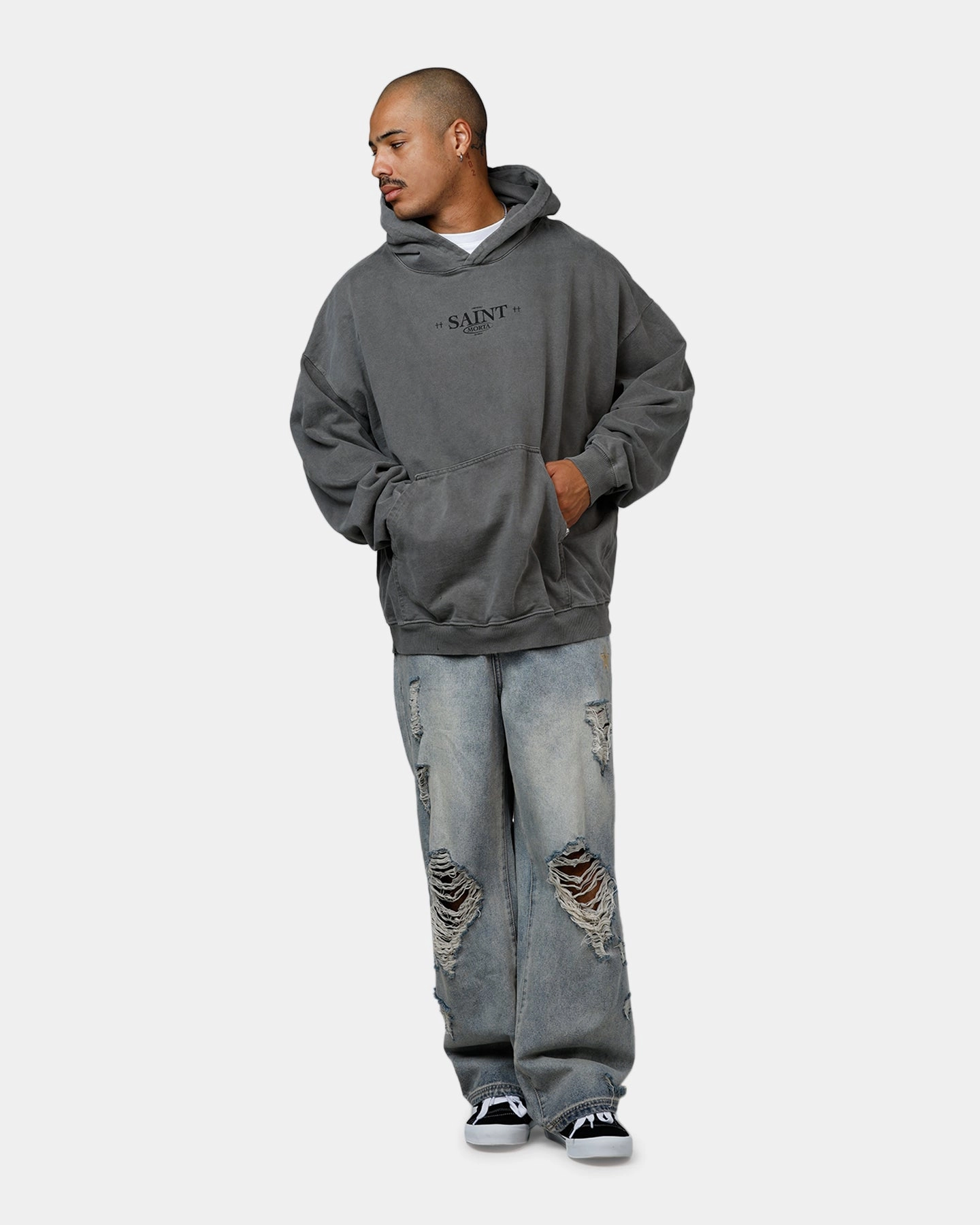 Collarless Saint Morta Lost Souls Premium Hoodie Washed Charcoal