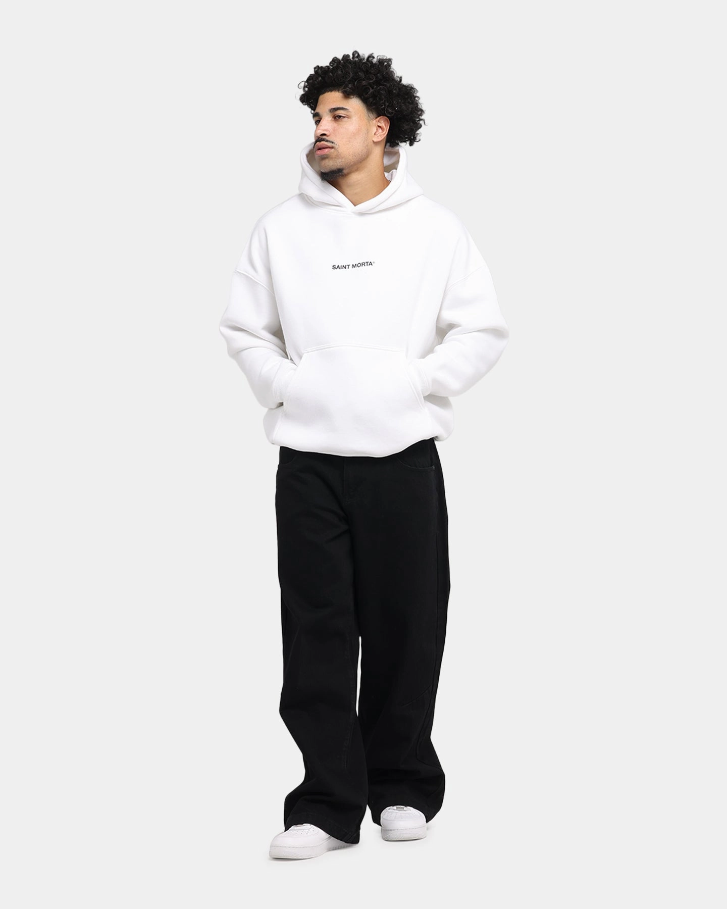Saint Morta Lover Club Boxy Hoodie White Sustainability - focused