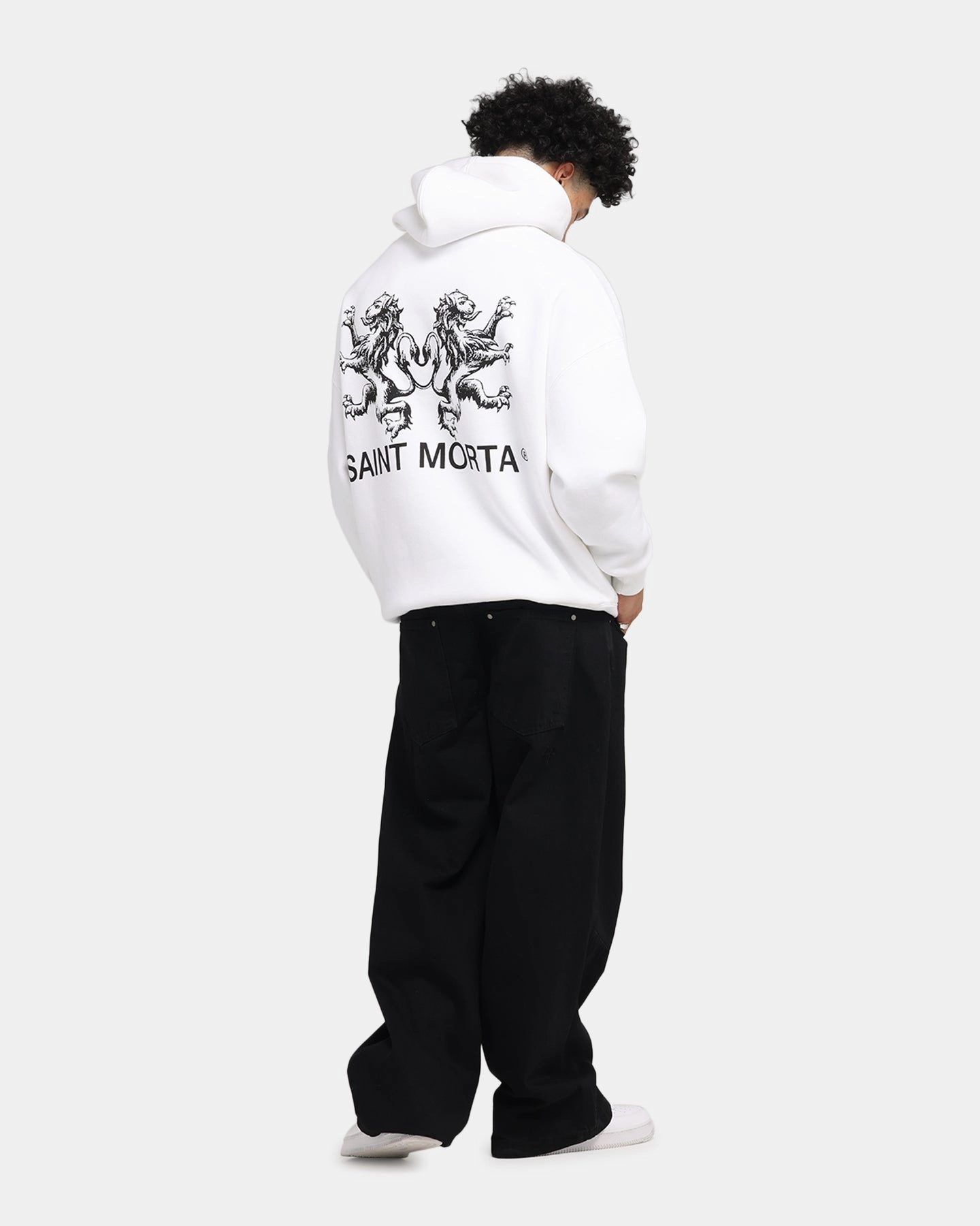 day operation Abrasion Resistant Edges Saint Morta Lover Club Boxy Hoodie White
