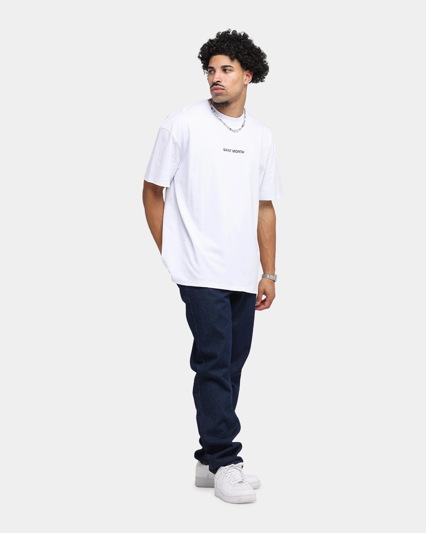 Comfortable Weave Saint Morta Lover Club Boxy T-Shirt White