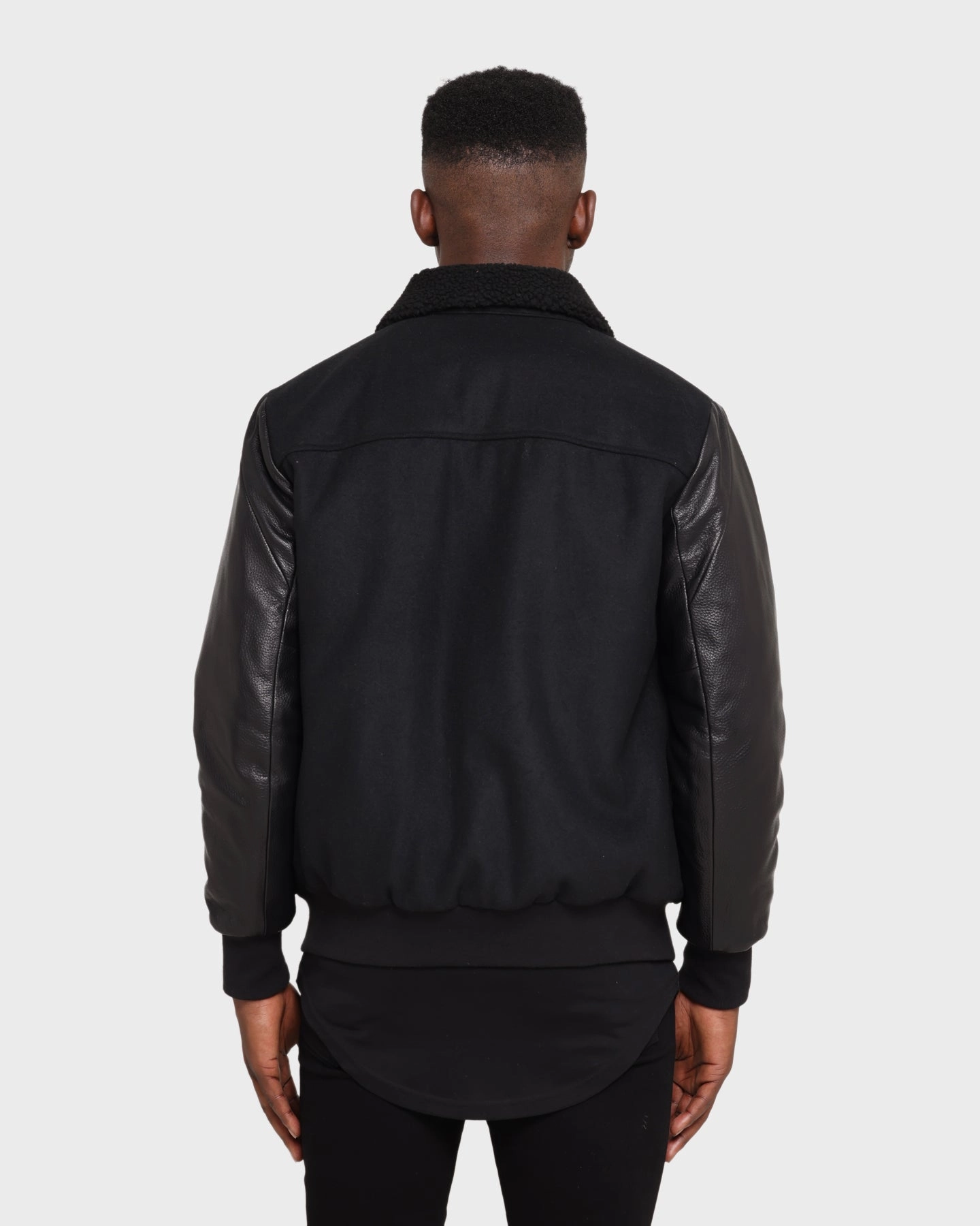 Saint Morta Maverick Sherpa Leather Jacket Black student