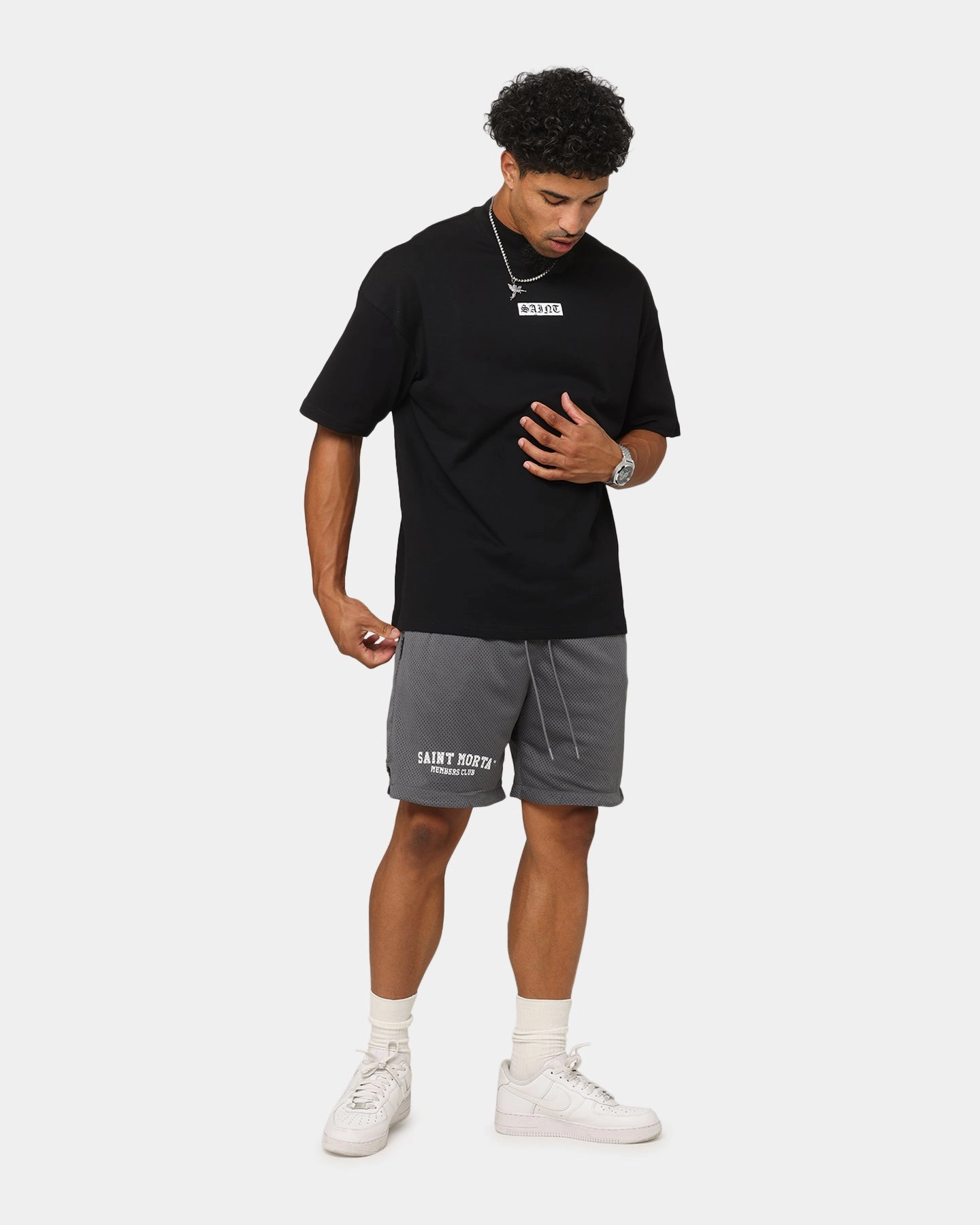 Balanced Fit Saint Morta Members Club Mesh Shorts Dark Grey