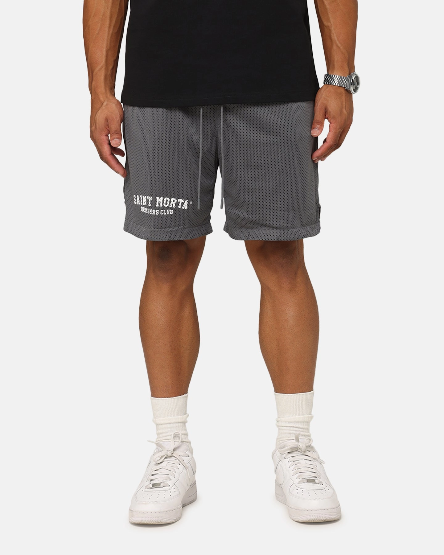 neon colors Saint Morta Members Club Mesh Shorts Dark Grey