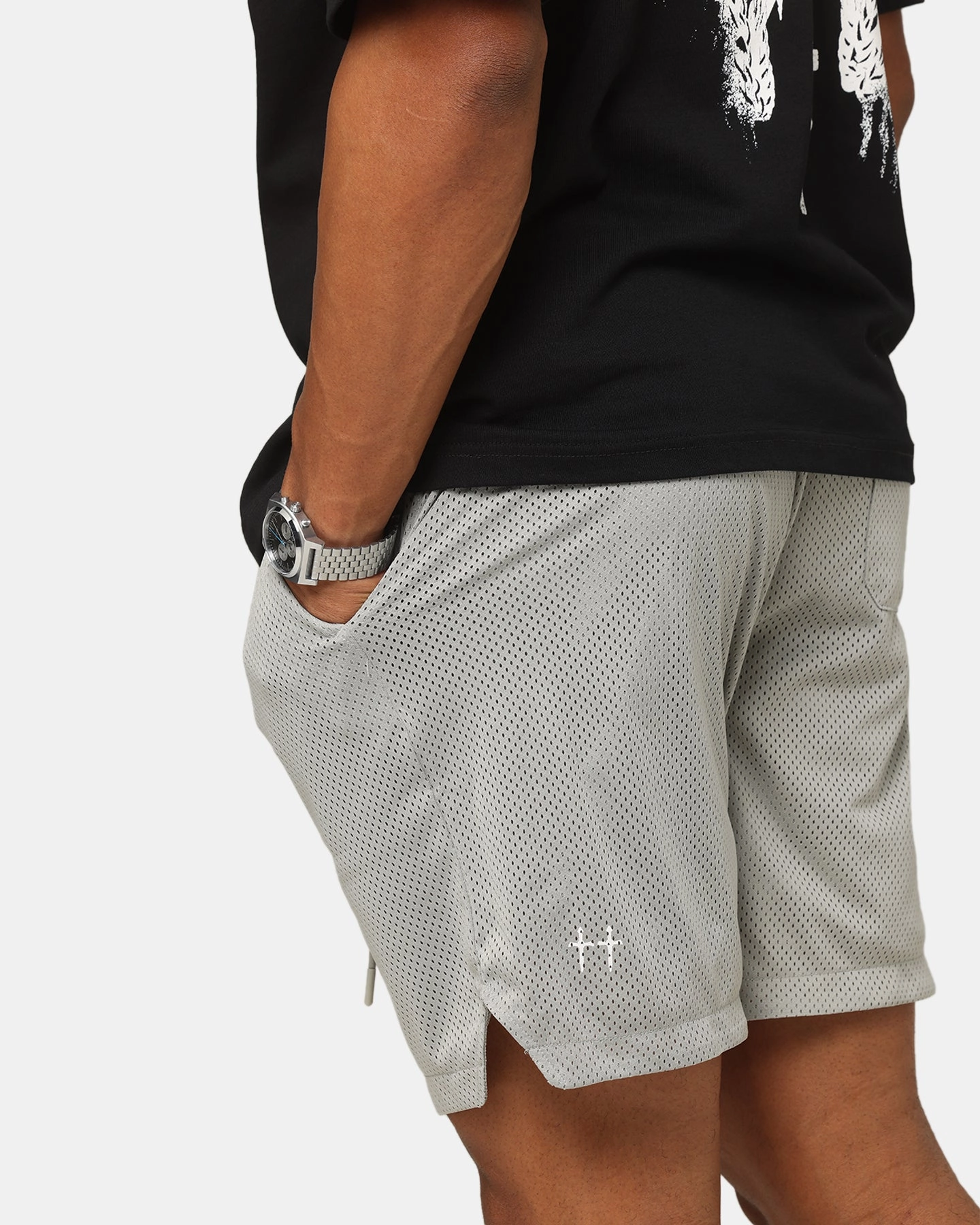 Saint Morta Members Club Mesh Shorts Light Grey Smooth Flatlock Seams