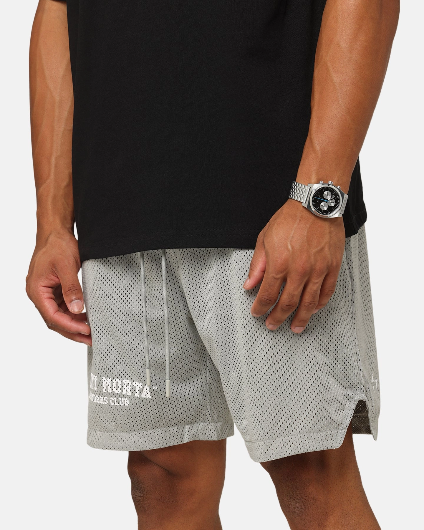 Reflective details Saint Morta Members Club Mesh Shorts Light Grey