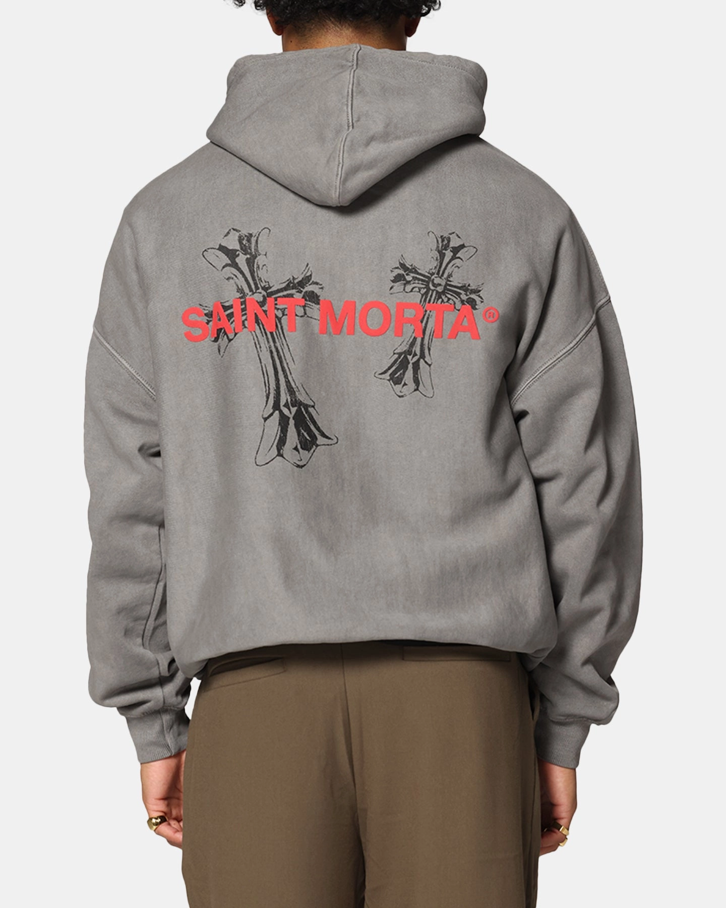 Abrasion Resistant Material Rough Terrain Saint Morta Memoriam Boxy Hoodie Washed Charcoal