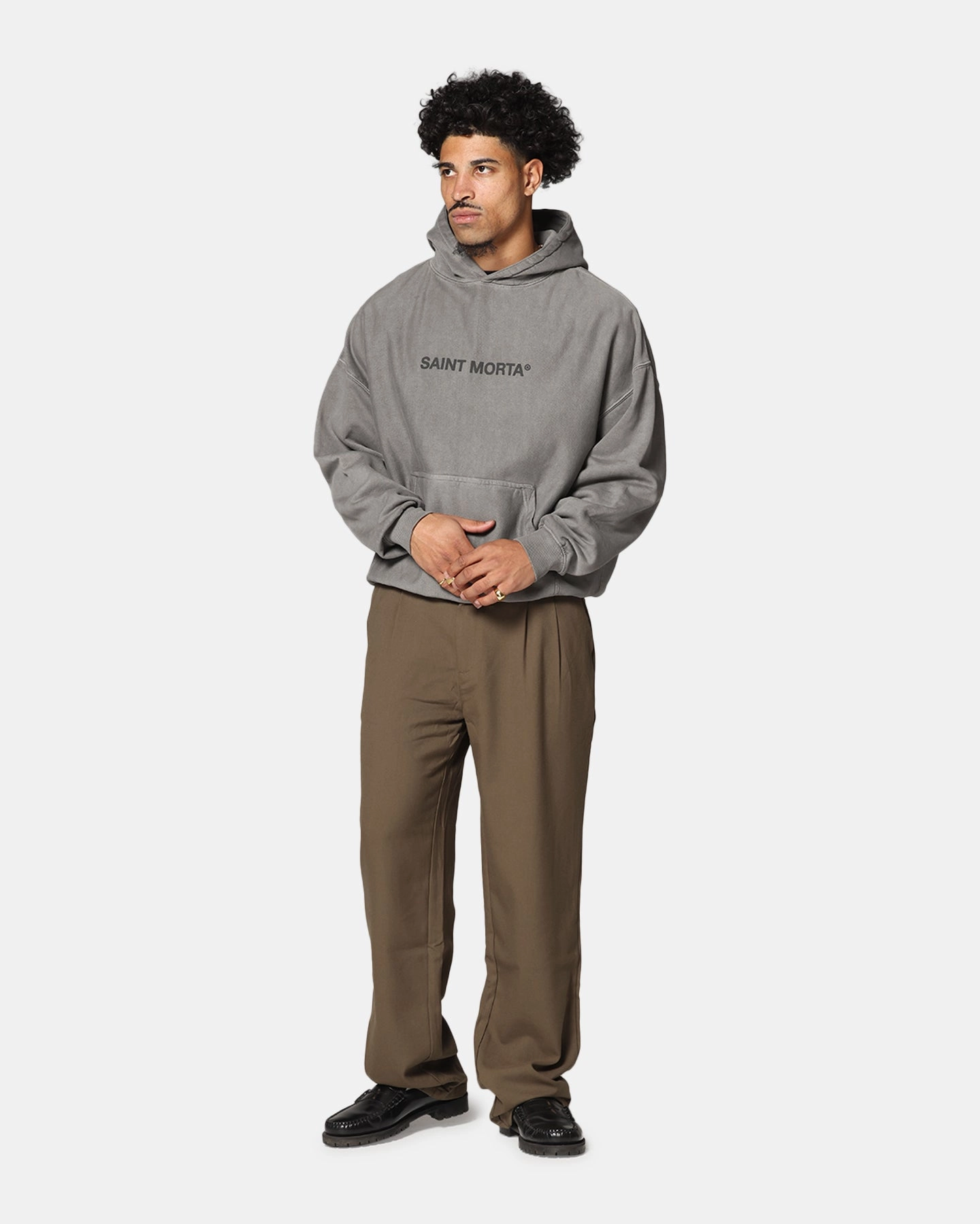 off - road Saint Morta Memoriam Boxy Hoodie Washed Charcoal