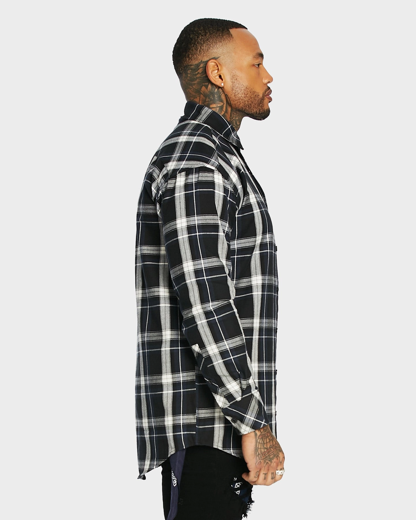 Saint Morta Men's Prima Long Sleeve Flannel Shirt Navy/Black/White Beauty