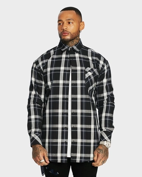 Saint Morta Men's Prima Long Sleeve Flannel Shirt Navy/Black/White graduation