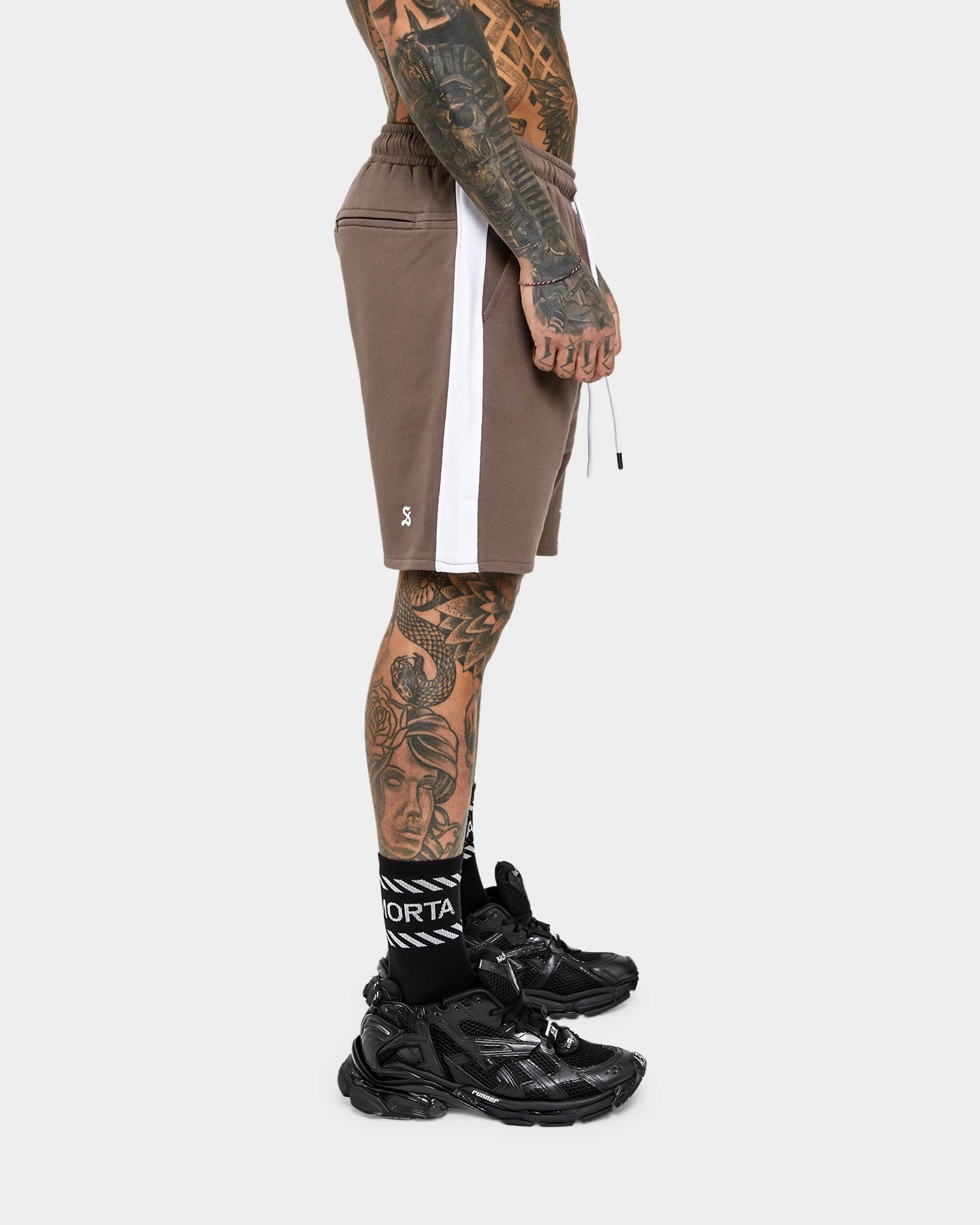Saint Morta Minimal Sport Sweat Shorts Brown Adjustable Drawcord