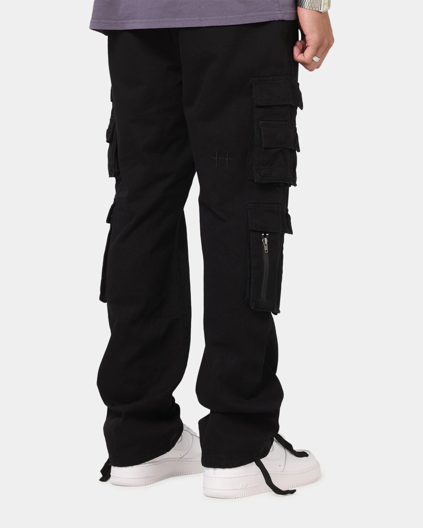 Saint Morta Modern Utility Cargo Pants Washed Black Hygienic Inner Layer Urban Cool