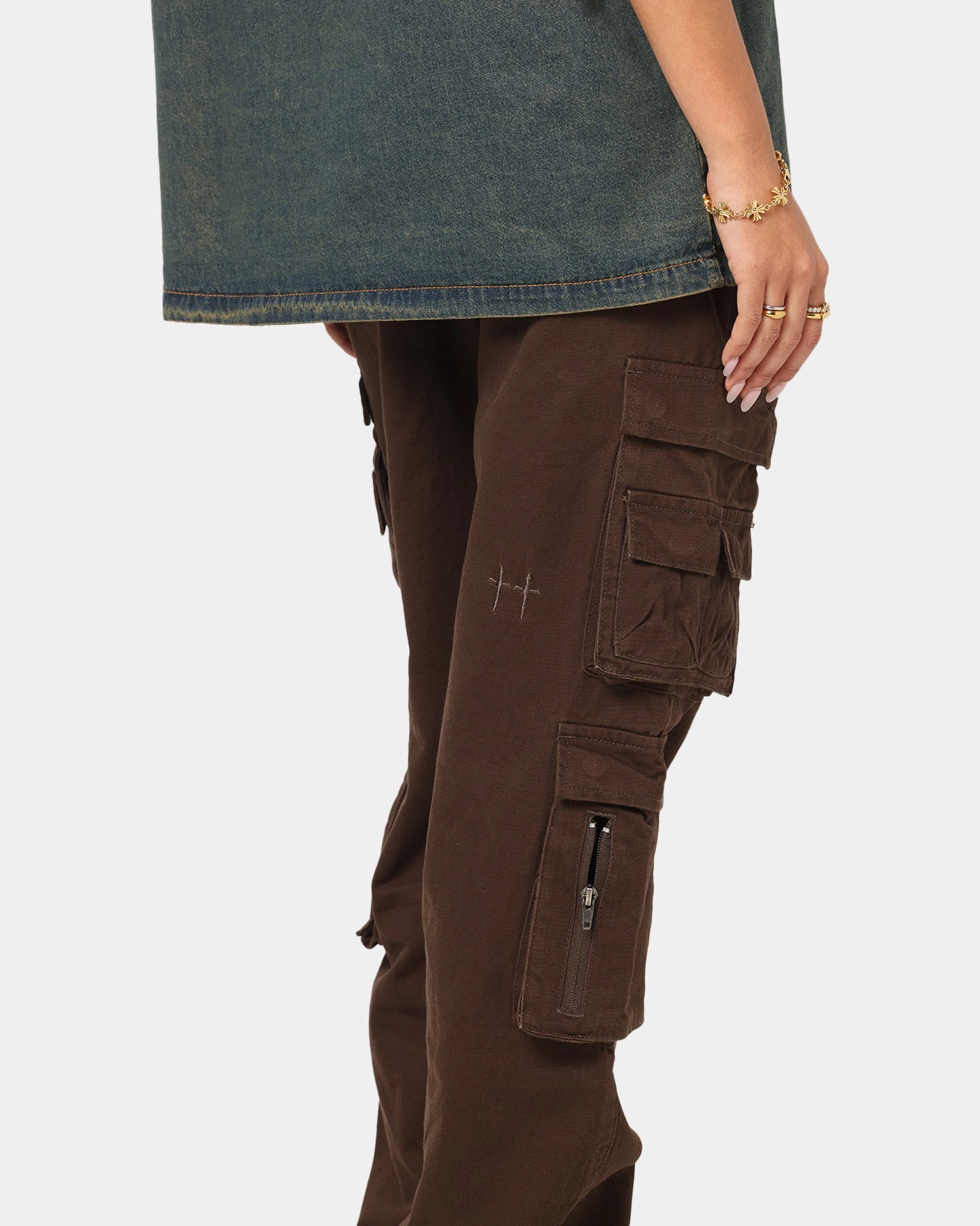 Saint Morta Modern Utility Cargo Pants Washed Brown Breathable mesh lining UV protection coating