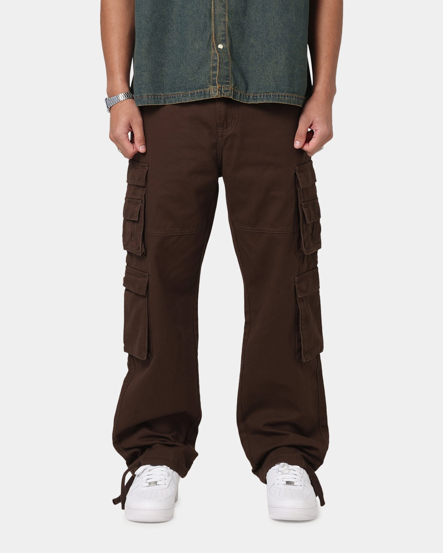 Adjustable Closure Saint Morta Modern Utility Cargo Pants Washed Brown
