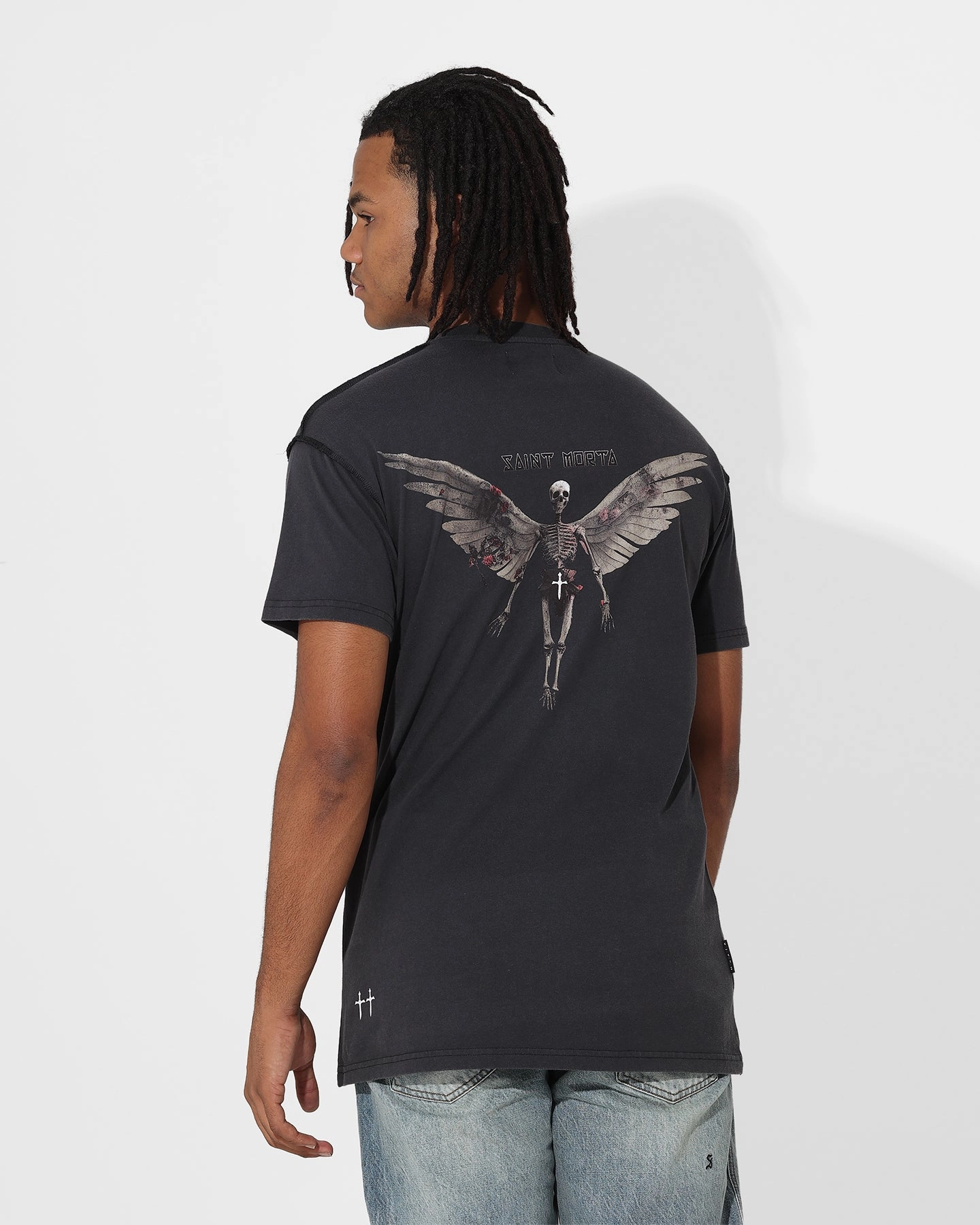 Saint Morta Momento Mori Lafayette T-Shirt Vintage Black Minimalistic Wear