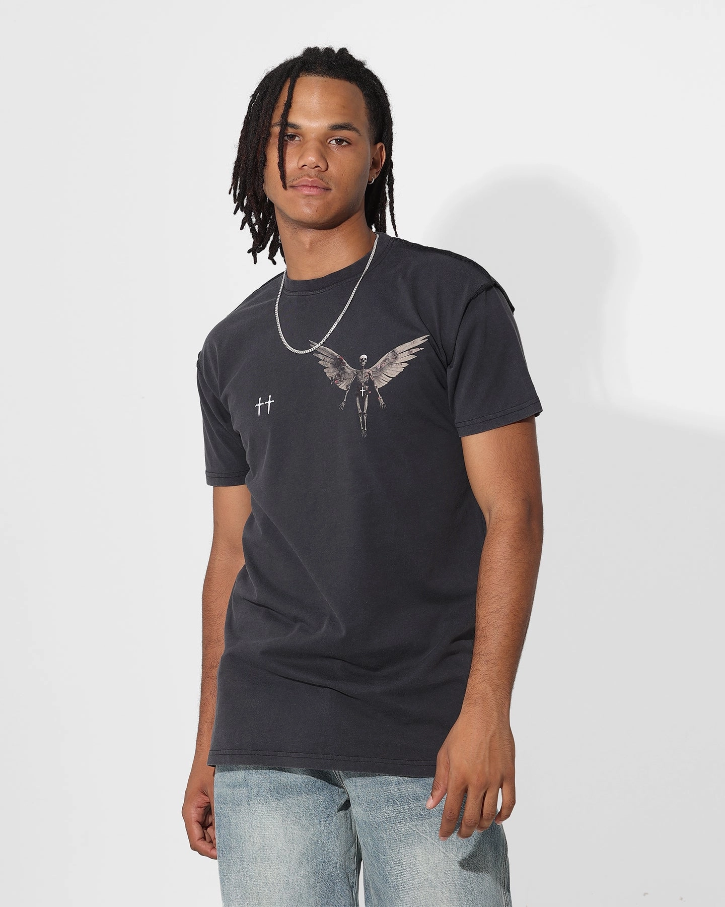 Saint Morta Momento Mori Lafayette T-Shirt Vintage Black Odor Resistant Material