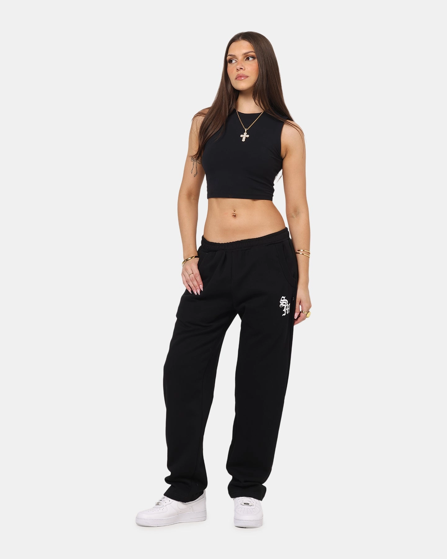Saint Morta Monogram Pants Black Roll-up style SnagFreeFabric