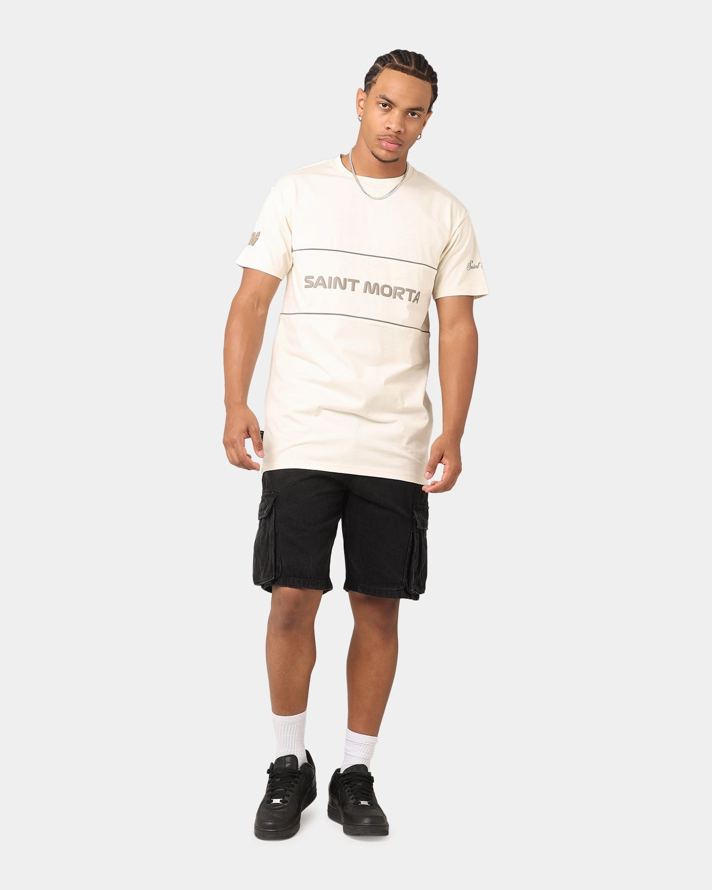 Sporty Look Saint Morta Moto Lafayette T-Shirt Off White/Brown