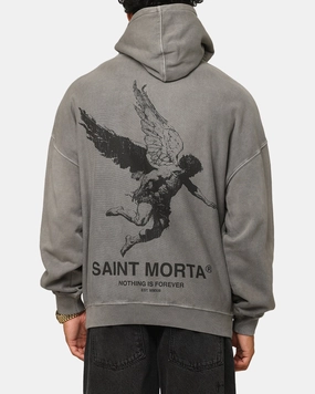 Saint Morta Nothing Is Forever Boxy Hoodie Washed Charcoal Softshell Outer Layer Functional Wear