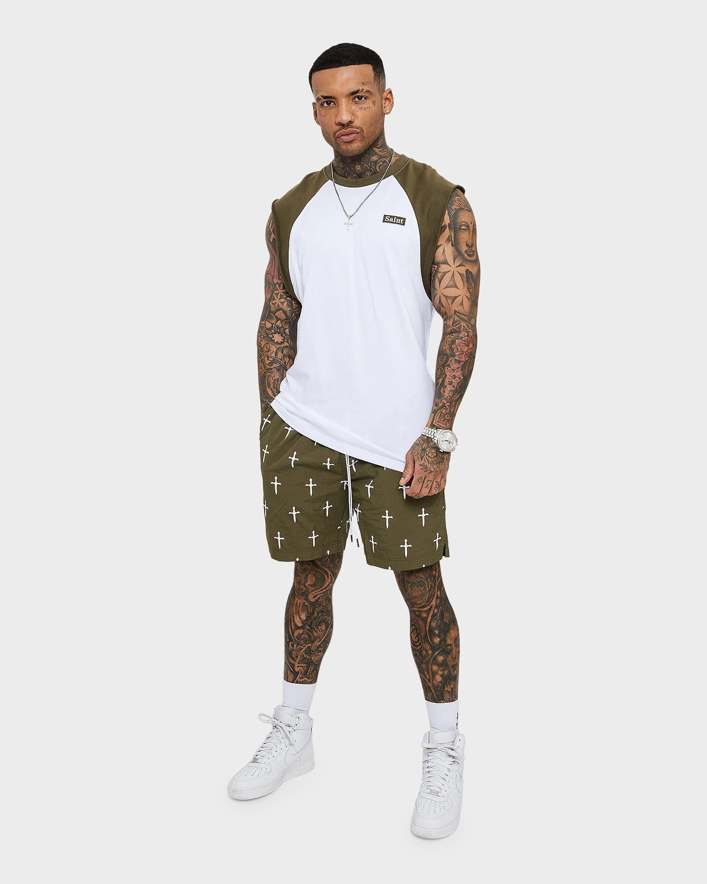 Saint Morta Numeraire Raglan Muscle T-Shirt Army Green UPF Rated Fabric Comfy Vibes