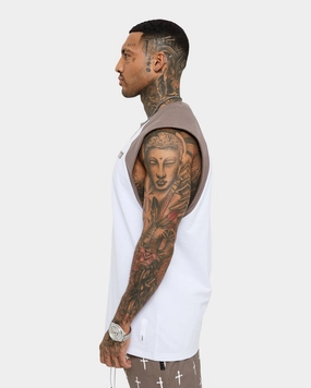 homecoming Soft Cotton Feel Saint Morta Numeraire Raglan Muscle T-Shirt Dark Brown/White