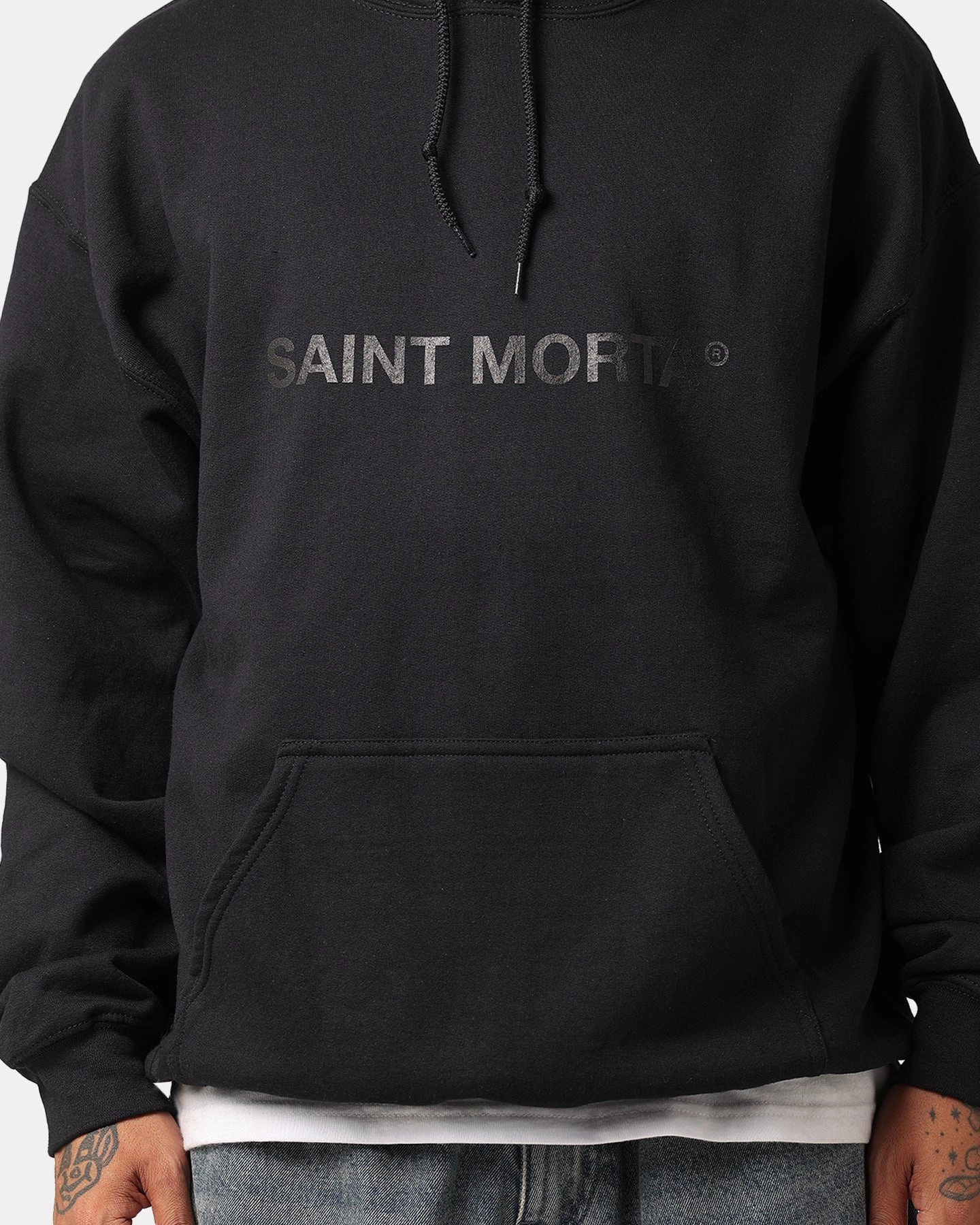 Saint Morta Official Hoodie Black/Black young people Adjustable Fit