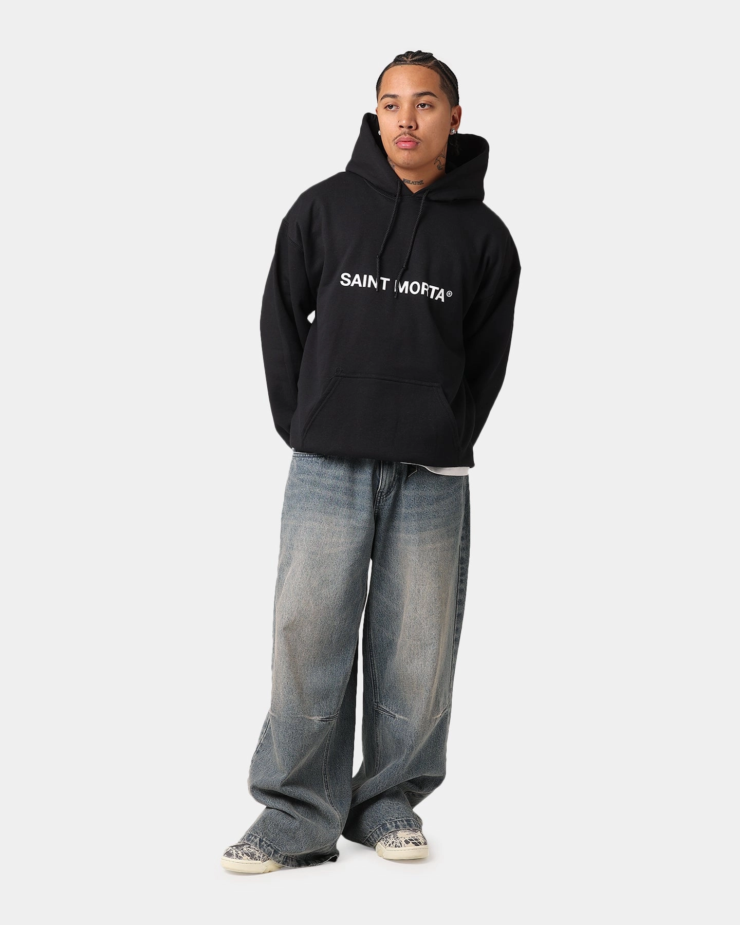 Saint Morta Official Hoodie Black/White bike tour Shaving-cream