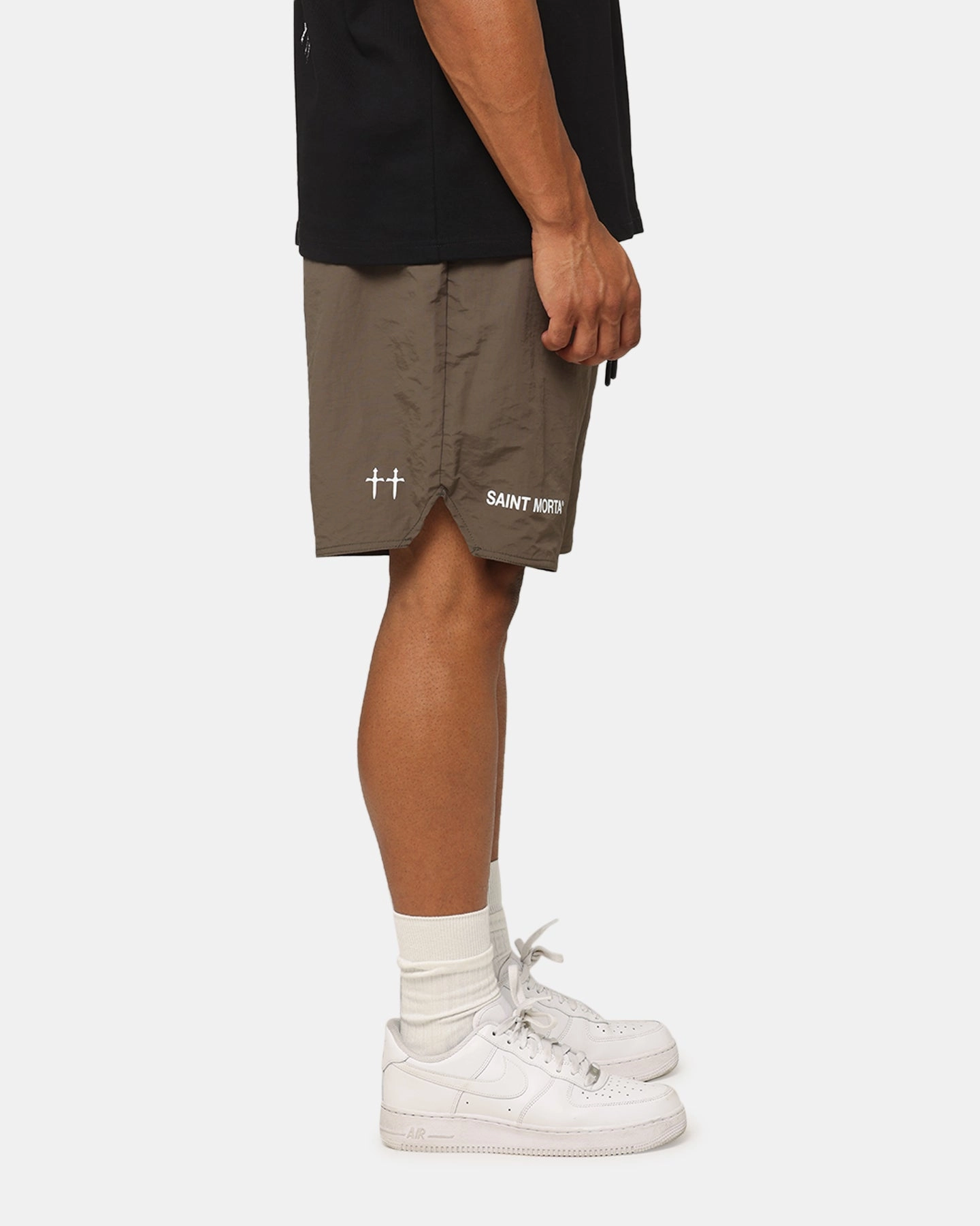 stretchy design Saint Morta Official Nylon Shorts Dark Brown