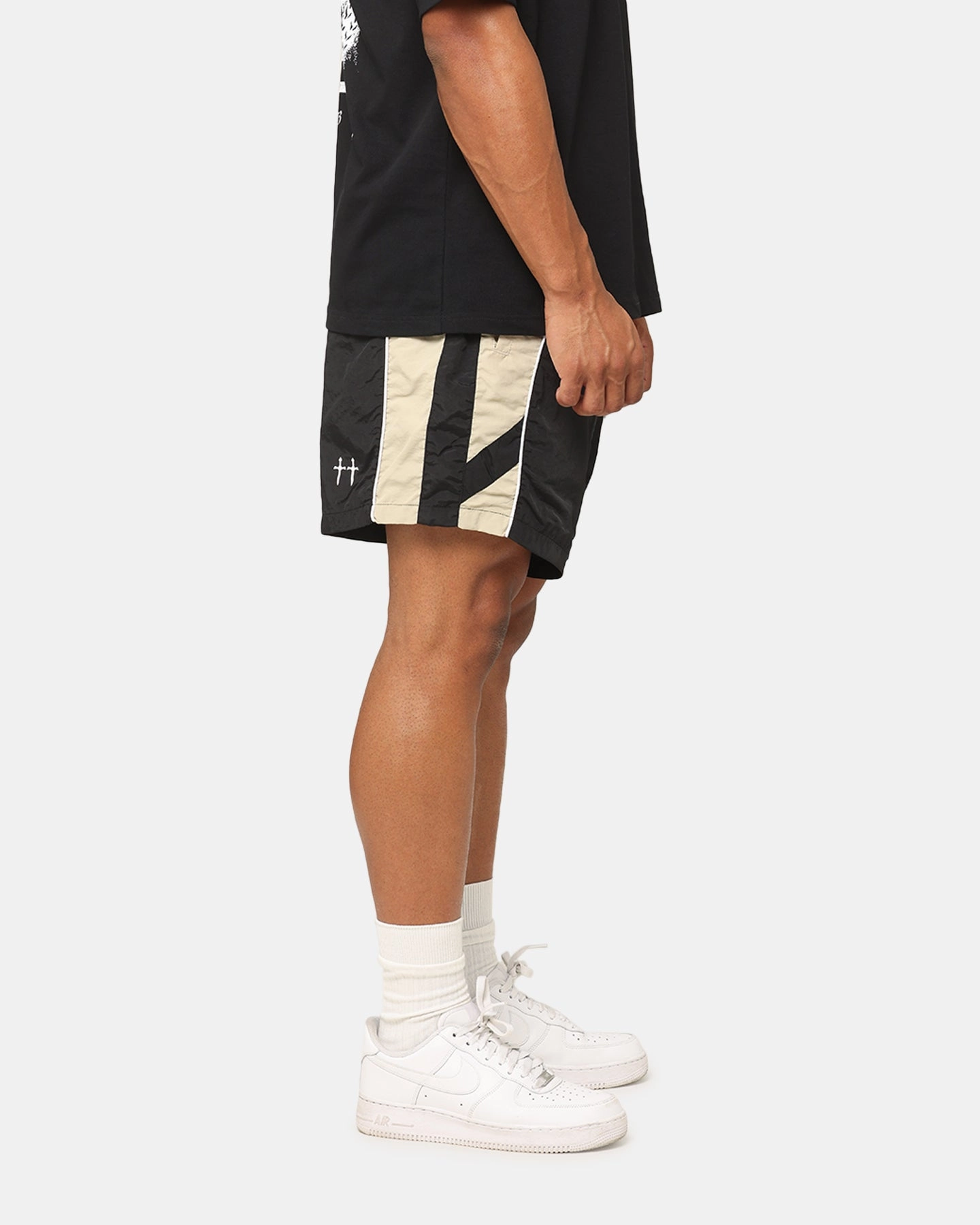 Breathable mesh lining Saint Morta Official Panelled Beach Shorts Black/Stone