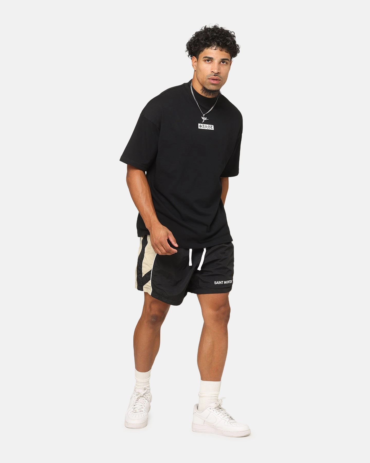Tear Resistant Weave Saint Morta Official Panelled Beach Shorts Black/Stone
