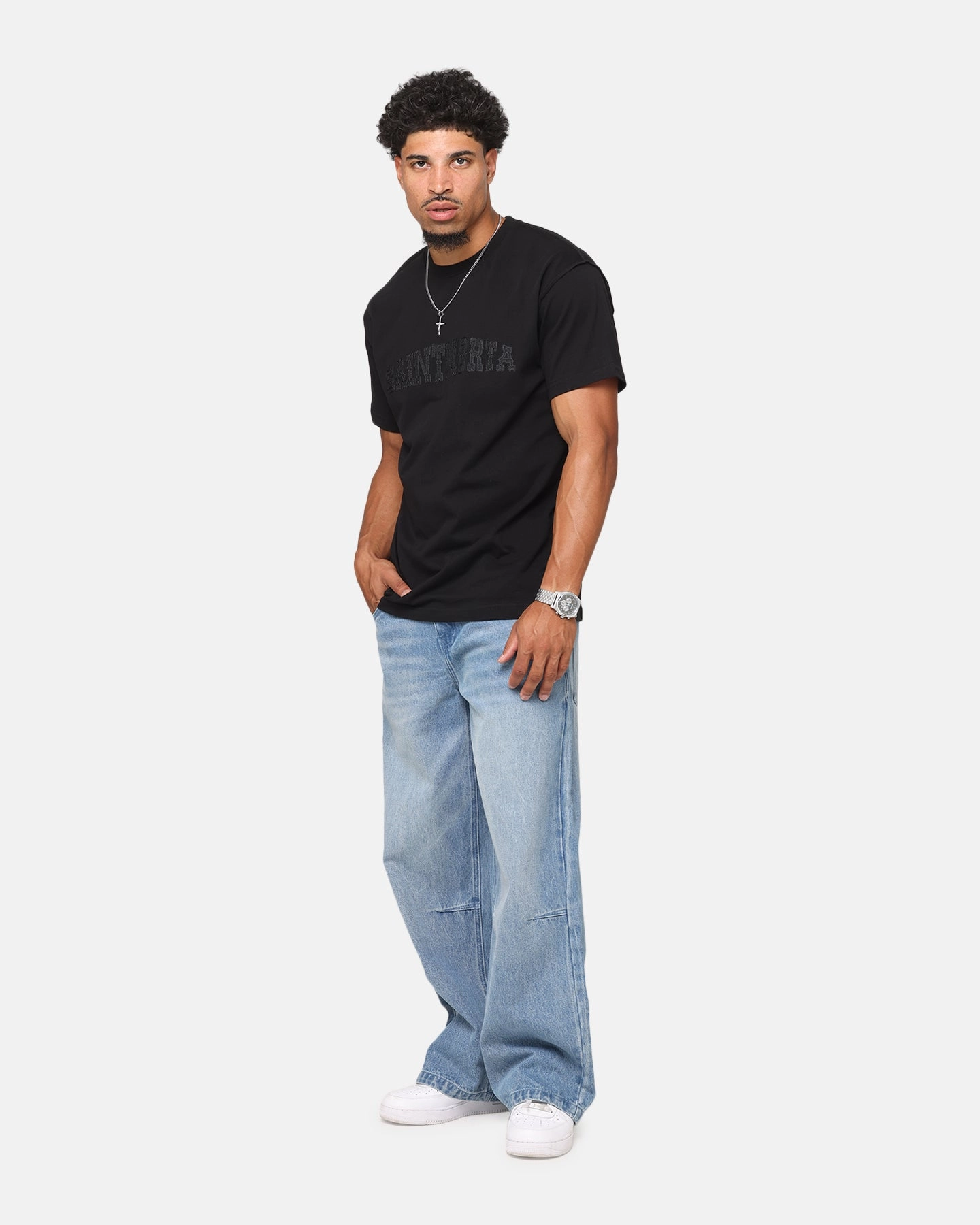 Saint Morta Oklahoma Xweave Lafayette T-Shirt Black/Black FlexibleCollarOptions