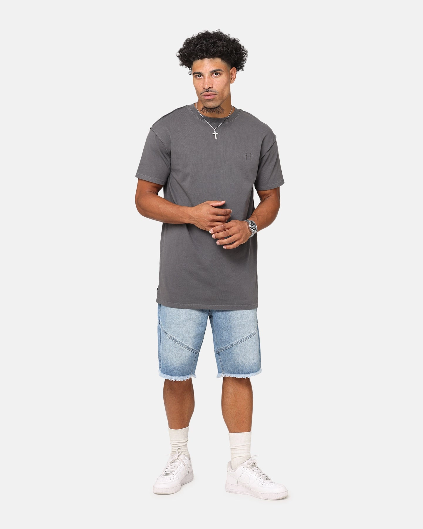 Saint Morta Pericles Lafayette T-Shirt Washed Charcoal sports activity